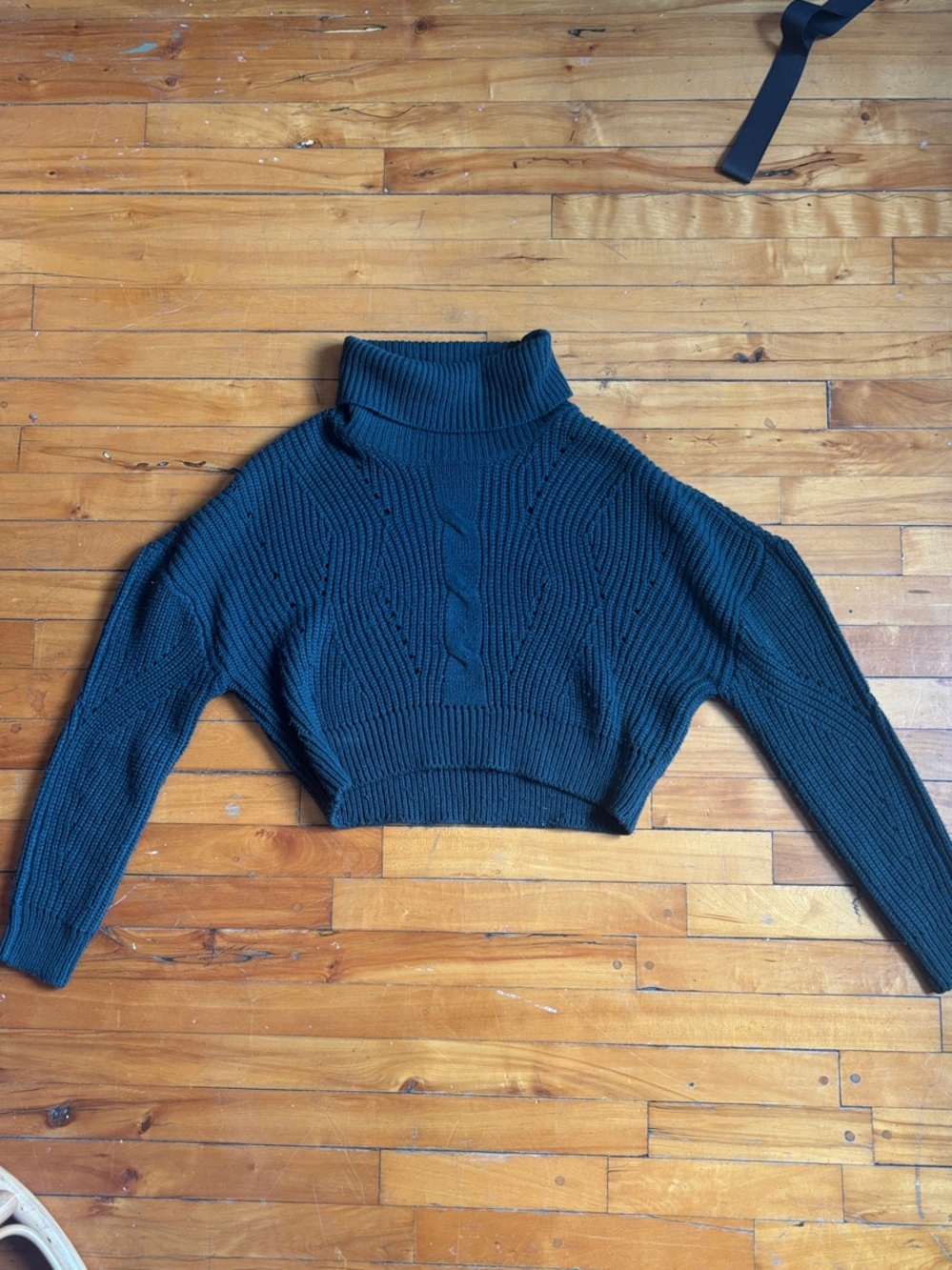 Twik dark green Cropped Cable-Knit Turtleneck Sweater